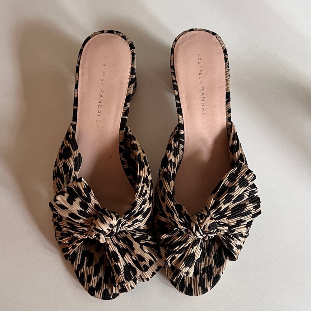 Loeffler Randall Black and Cream Bow Mules